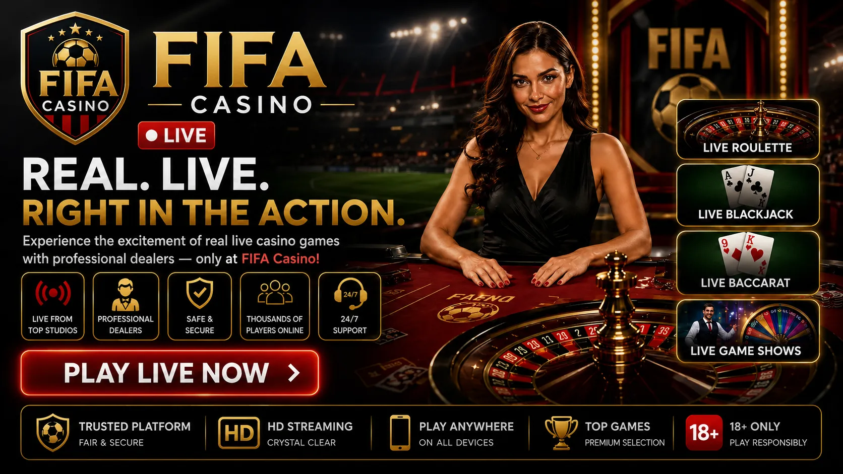 FIFA Casino official live casino with dealer games and football-themed entertainment